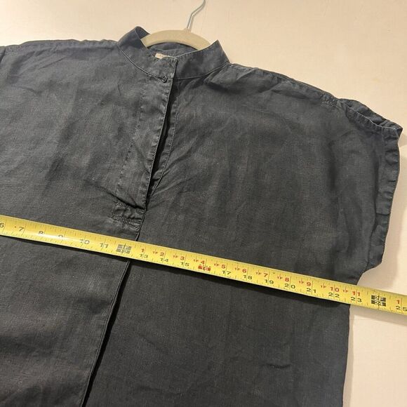 Vintage Gianni Versace Blouse Sz M Linen Boxy Bishop Neck Minimalist Pop Over - Picture 5 of 7